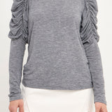 Ruched Sleeve Knit Top