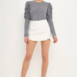 Ruched Sleeve Knit Top