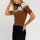 Women Knit Contrast Shirt