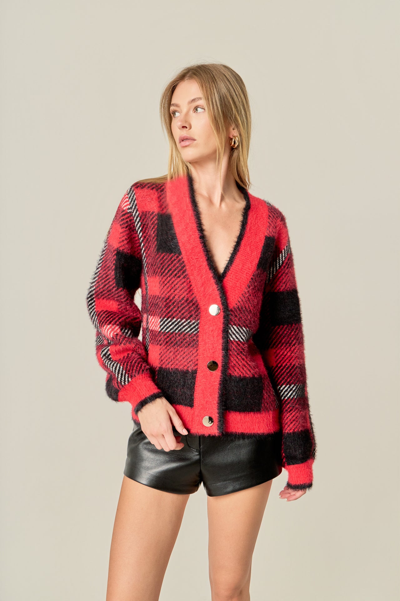 Checkered Plaid Cardigan – English Factory