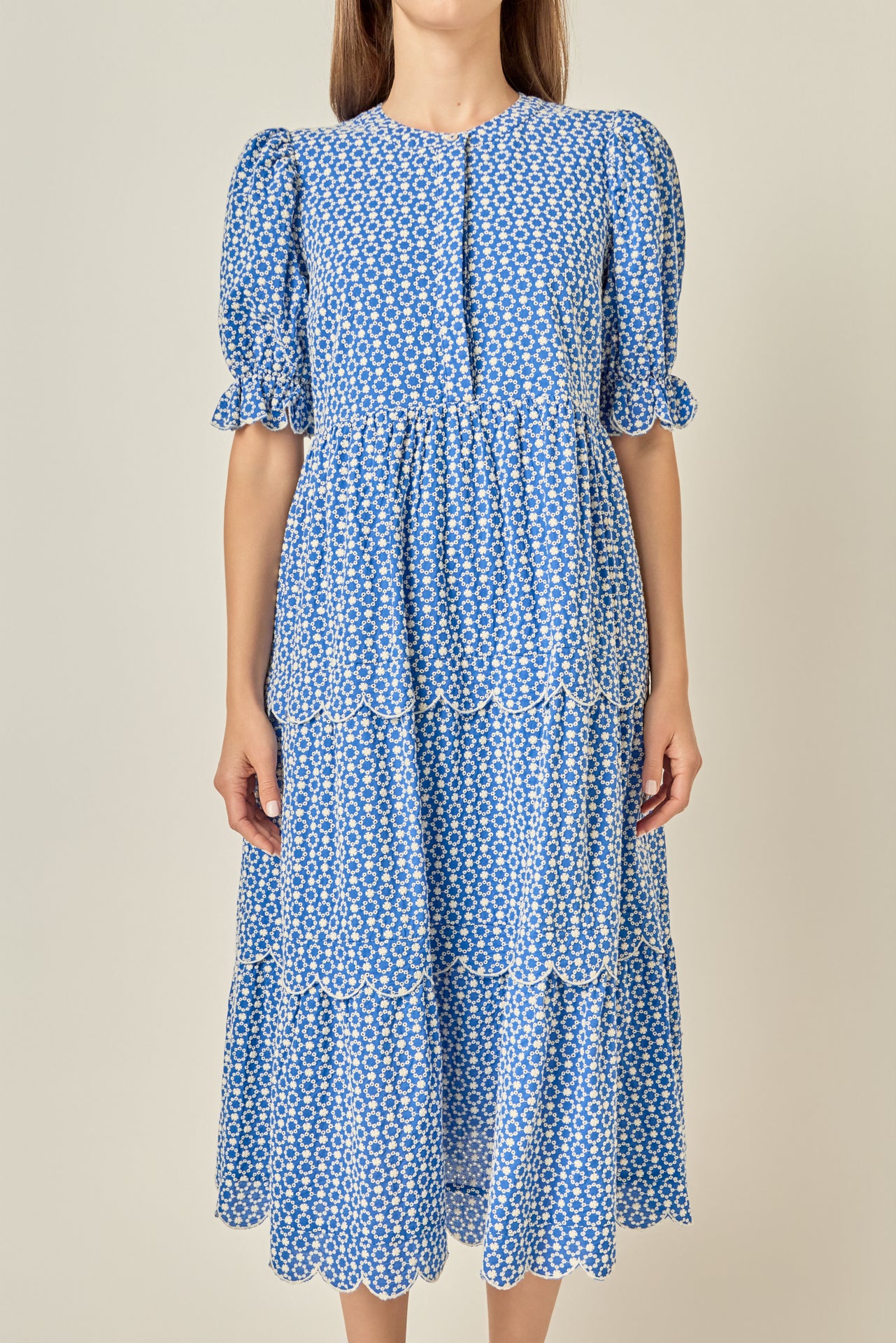 english factory scalloped edge midi dress English Factory