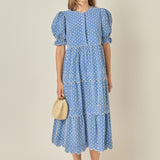 Floral Scallop Tiered Midi Dress