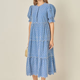 Floral Scallop Tiered Midi Dress