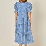 Floral Scallop Tiered Midi Dress