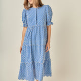 Floral Scallop Tiered Midi Dress