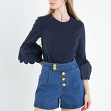 Scallop Bell Sleeve T-Shirt