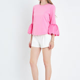Scallop Bell Sleeve T-Shirt