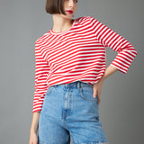 Eyelet Combo Striped Top