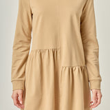 Knit Unbalanced Seam Dress - Tan