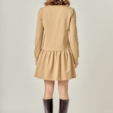 Knit Unbalanced Seam Dress - Tan