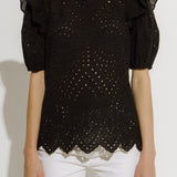 Ruffle Sleeve Eyelet Top