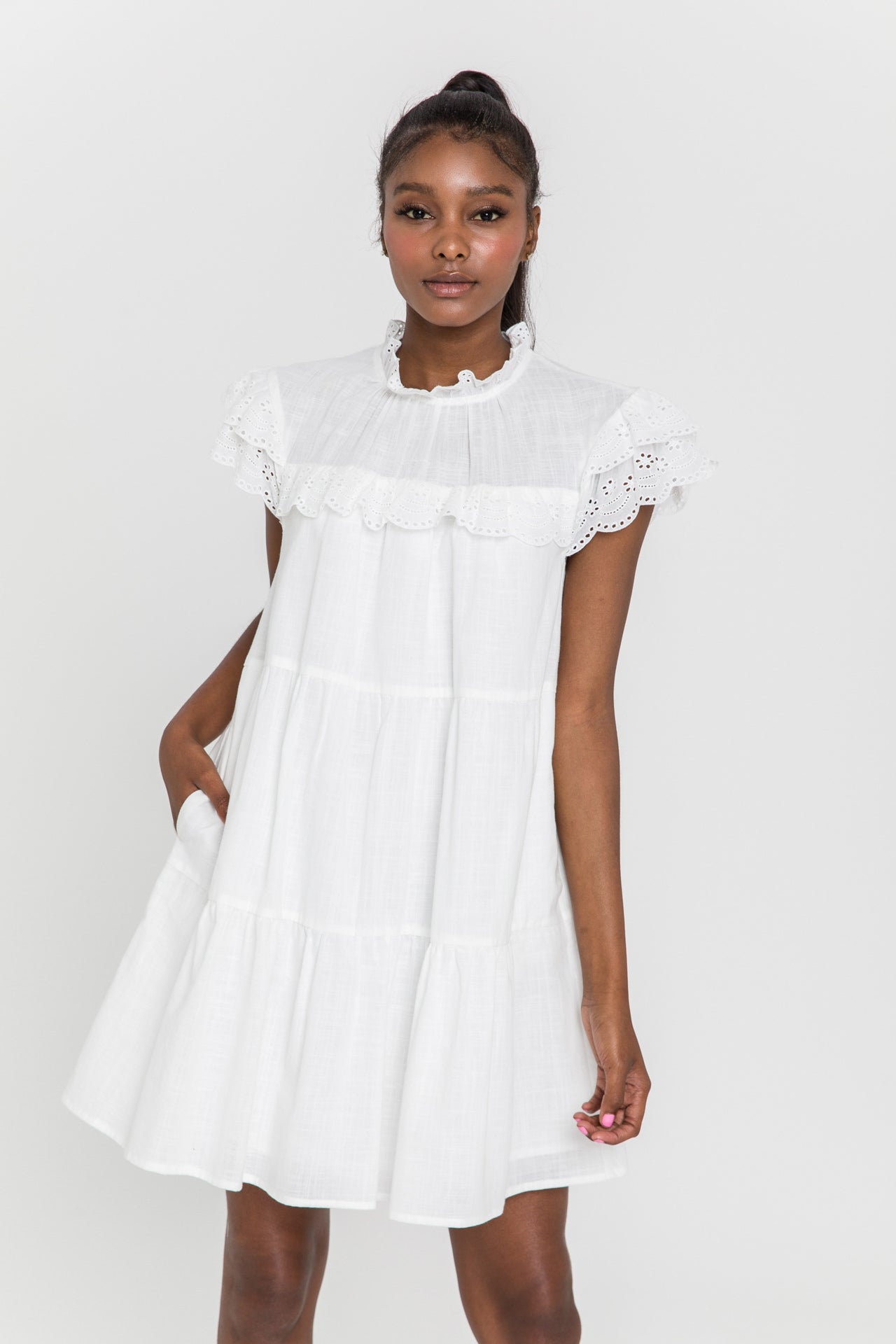 Eyelet Babydoll Dress English Factory