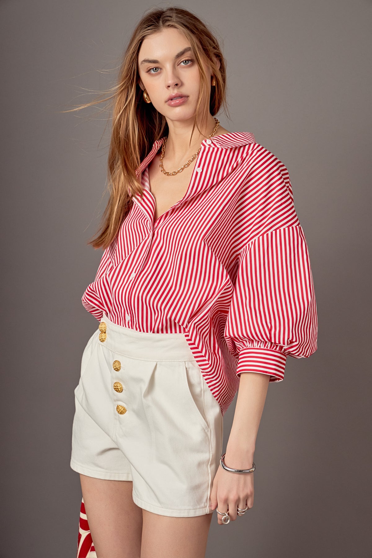 Harper Balloon Sleeve Striped Shirt – English Factory