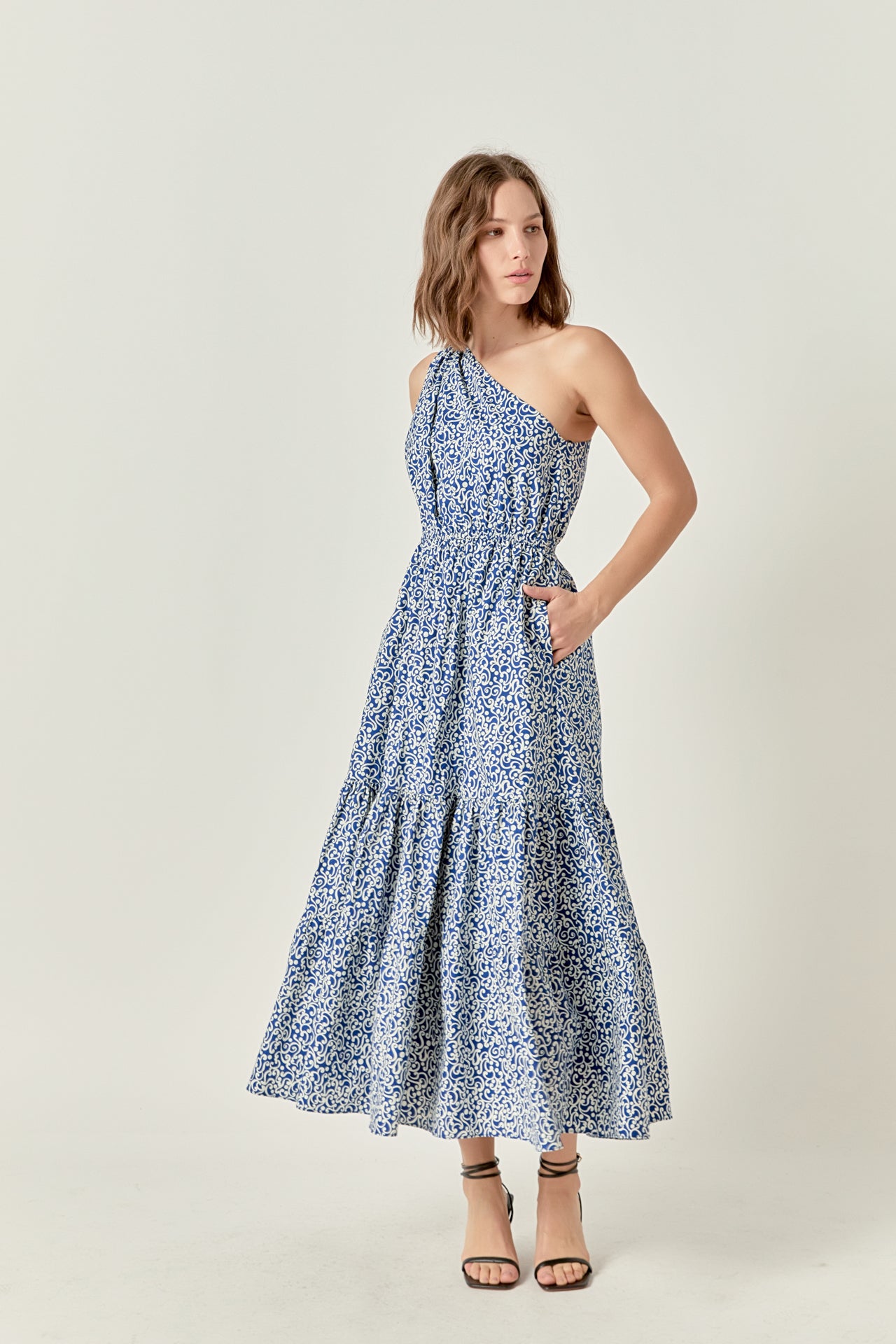 english factory one shoulder dress English Factory One-Shoulder A-Line Maxi Dress