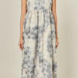 Floral Embroidery Sleeveless Midi Dress