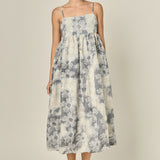 Floral Embroidery Sleeveless Midi Dress