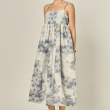 Floral Embroidery Sleeveless Midi Dress