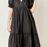 Solid Tiered Midi Dress