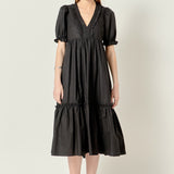 Solid Tiered Midi Dress