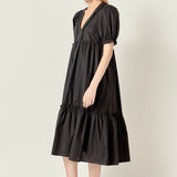 Solid Tiered Midi Dress