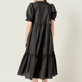 Solid Tiered Midi Dress