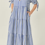 Arden Checked Tiered Midi Dress