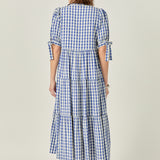 Arden Checked Tiered Midi Dress