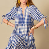 Arden Checked Tiered Midi Dress