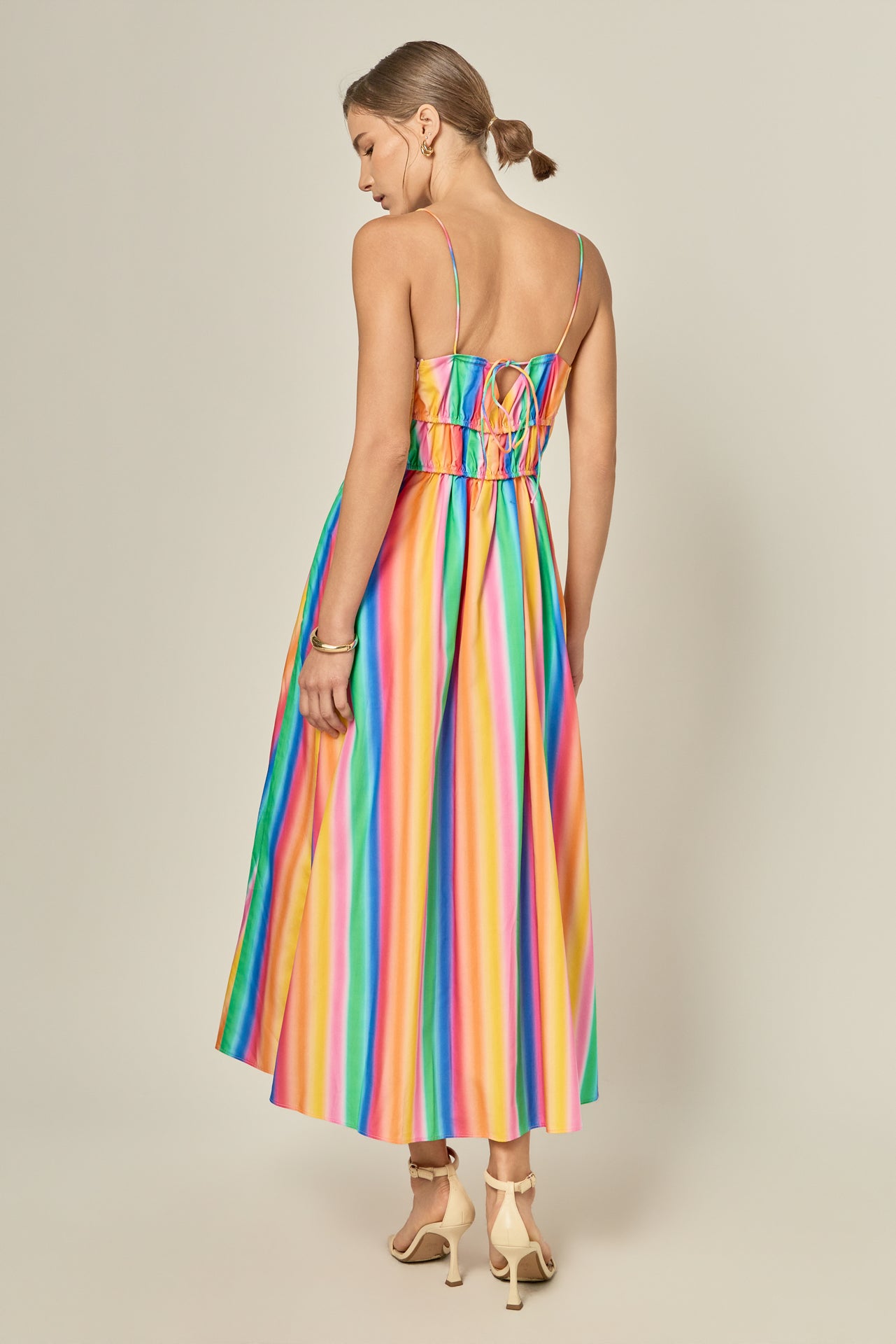 Rainbow Stripe Sleeveless Maxi Dress