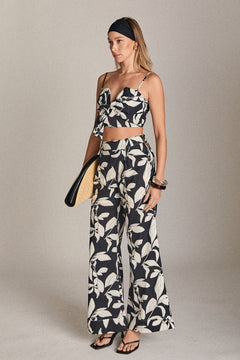 High-Waisted Printed Flare Pants