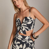 Bow Detail Printed Crop Top