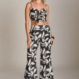 Bow Detail Printed Crop Top