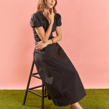 Deep V Neck Midi Dress