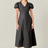 Deep V Neck Midi Dress