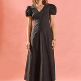 Deep V Neck Midi Dress