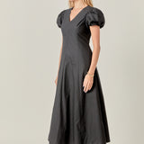 Deep V Neck Midi Dress