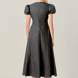Deep V Neck Midi Dress