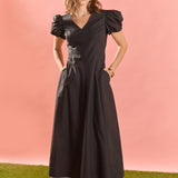 Deep V Neck Midi Dress