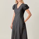Deep V Neck Midi Dress