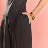 Deep V Neck Midi Dress
