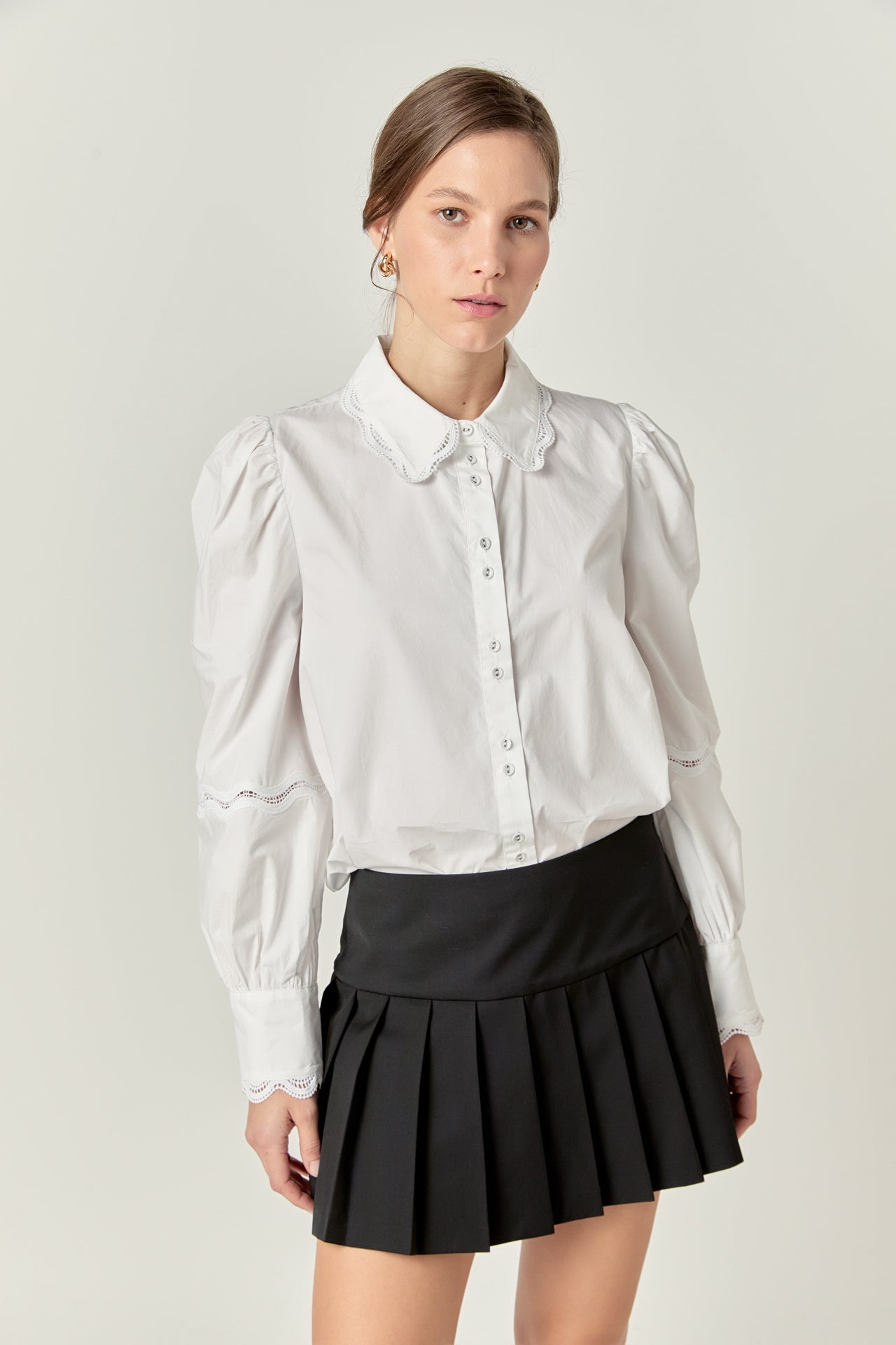 Hollow Out Trim Shirt Top