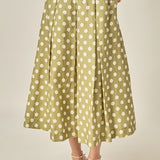 Linen Polka Dot Midi Full Skirt