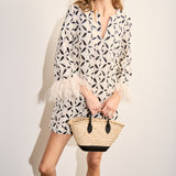 Crochet Feather Trim Mini Dress