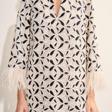 Crochet Feather Trim Mini Dress