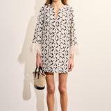 Crochet Feather Trim Mini Dress