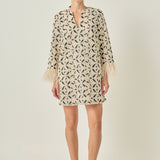 Crochet Feather Trim Mini Dress