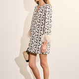 Crochet Feather Trim Mini Dress