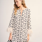 Crochet Feather Trim Mini Dress