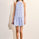 Striped Embroidered Halter Mini Dress