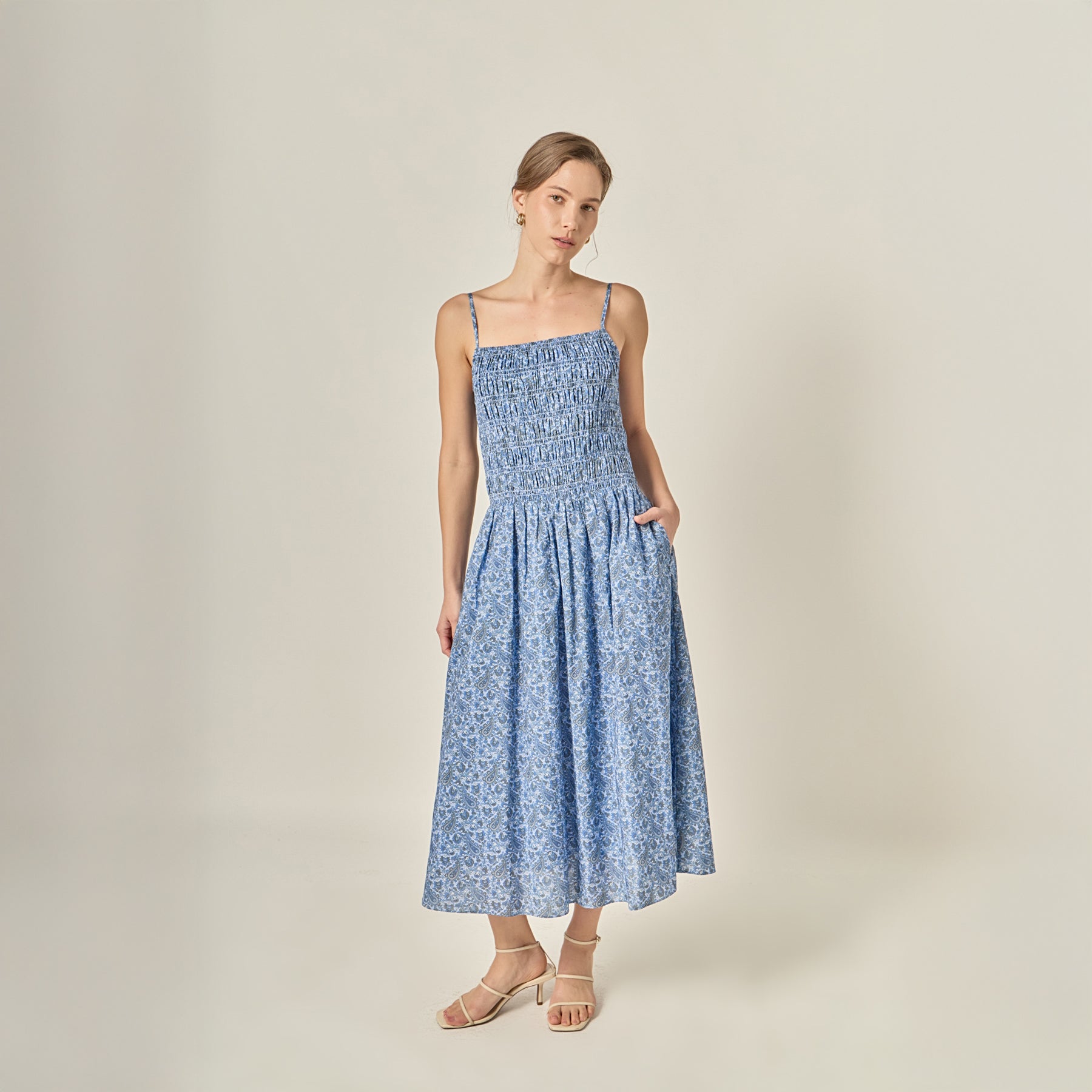 Paisley Smocked Midi Dress